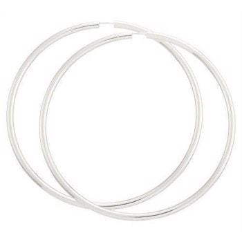 BNH Dame blanke 925 sterling sølv Øre creoler, Ø 80 mm x 3,0 mm